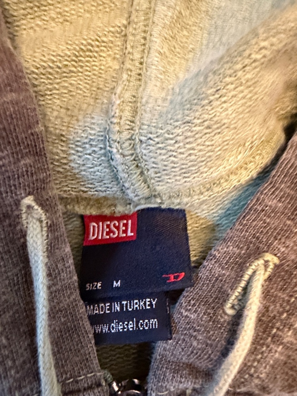 Diesel vintage Olive/Light Green Distressed Zip Hoodie - Picture 7 of 14